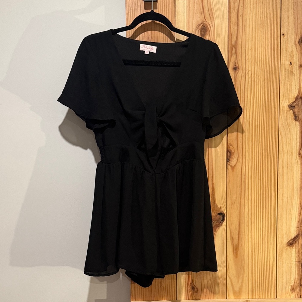 Black Front Tie Romper